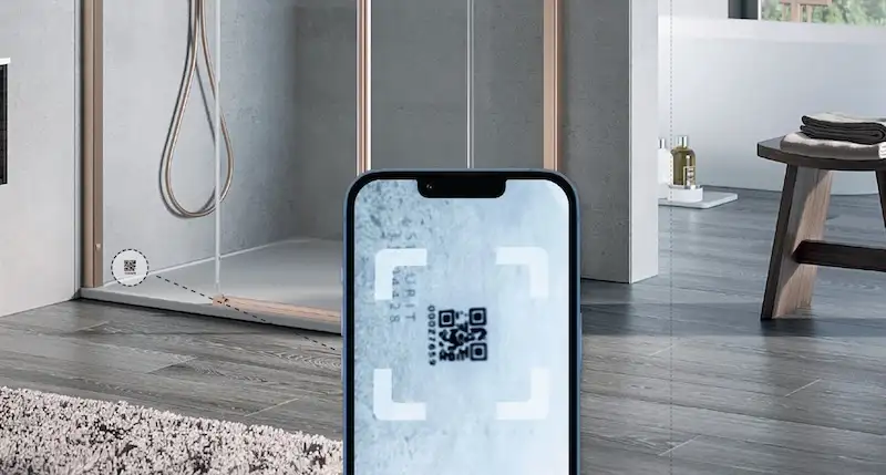 QR code on the shower enclosure